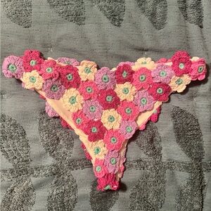 Beach Riot Floral Crochet Bikini Bottoms-size large